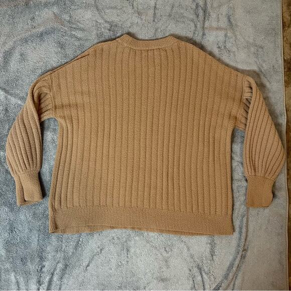 Aerie Tan Rib Knit Scoop Neck Long Sleeve Sweater Fall Winter Cozycore Size XXS - Picture 7 of 10